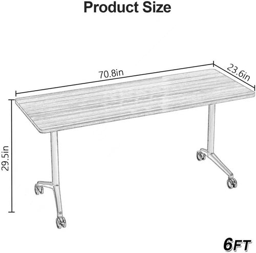 6ft Folding Conference Table Large Conference Room Tables Modern Flip Top Nesting Table for Office Classroom Training Meeting Room (10, Black Wood Grain)