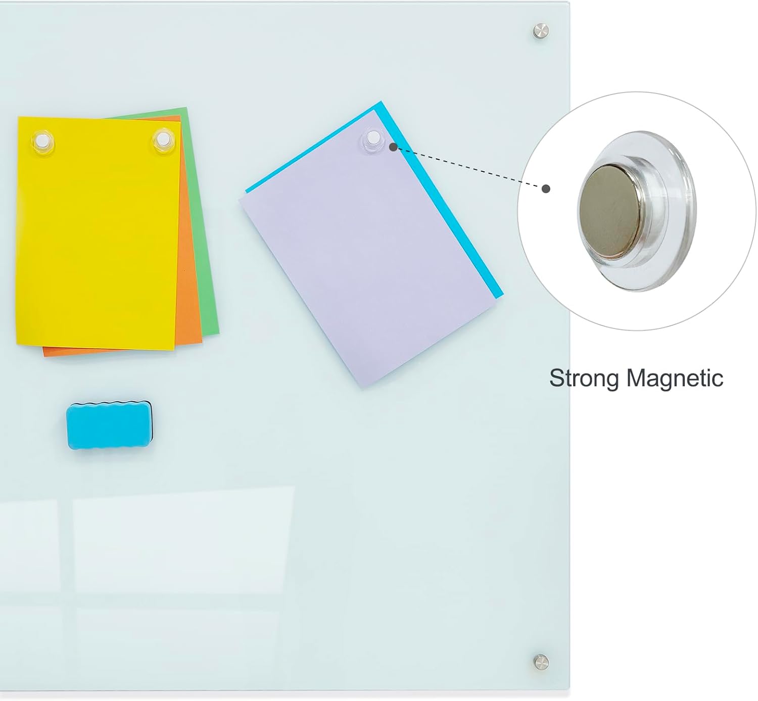 Glass Magnetic White Board - 36 x24 Inches Frameless Dry Erase Glass Whiteboard for Wall, Writing Board for Office, Classroom, Home and Presentation