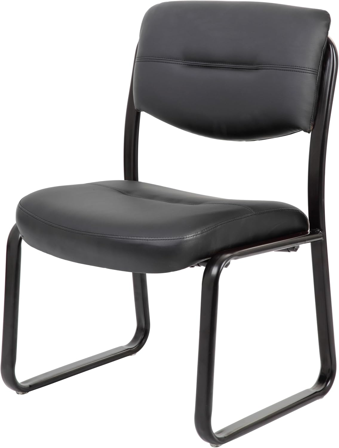 Boss Office Products B9539 Leather Sled Base Side Chair in Black, 250