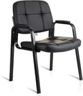 CLATINA Waiting Room Guest Chair with Bonded Leather Padded Arm Rest for Office Reception and Conference Desk Black 2 Pack