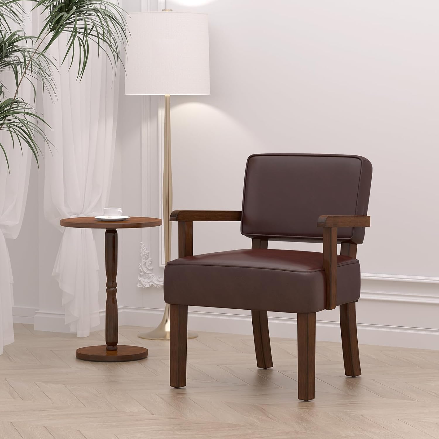 Accent Chair Set of 2 with Table, Living Room Chairs with Soft Seat and Armrests for Living Room Bedroom Reading Room Waiting Room (Beige) (AC01)