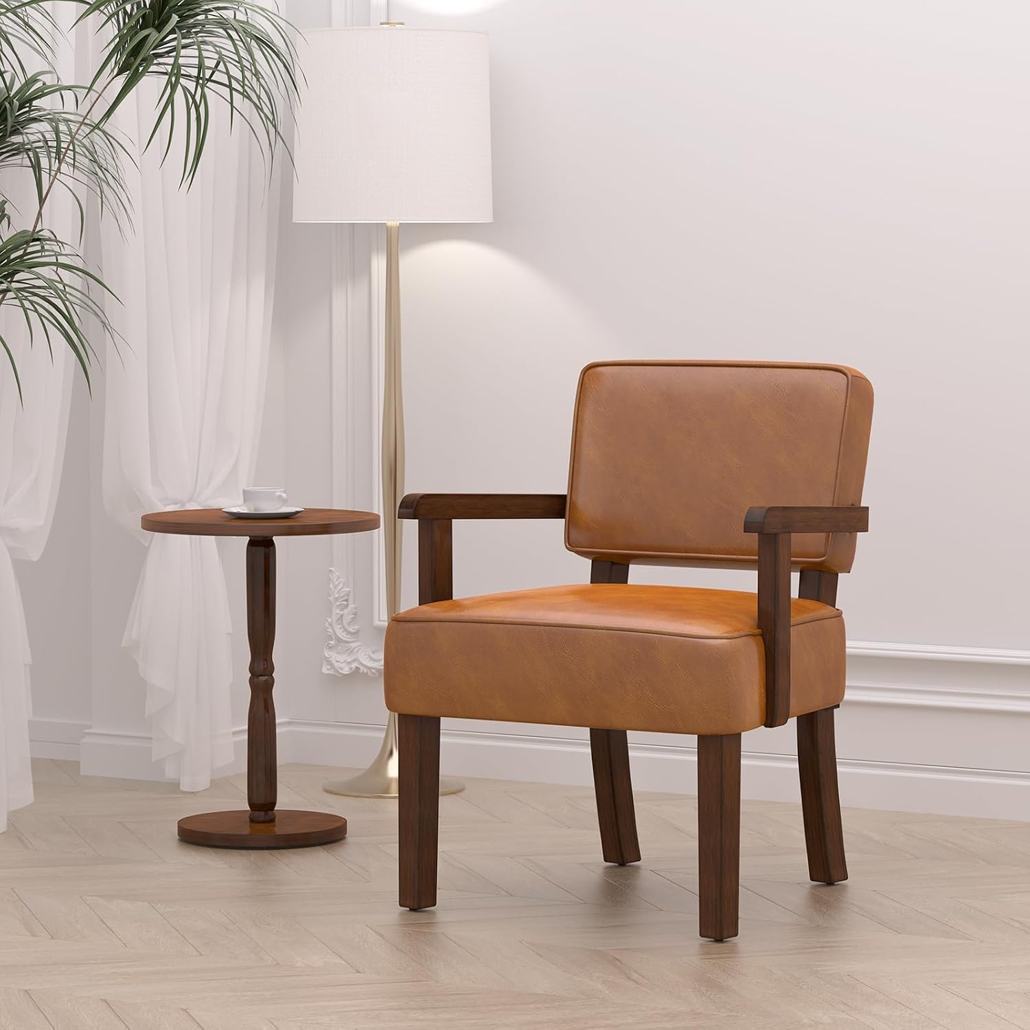 Accent Chair Set of 2 with Table, Living Room Chairs with Soft Seat and Armrests for Living Room Bedroom Reading Room Waiting Room (Beige) (AC01)