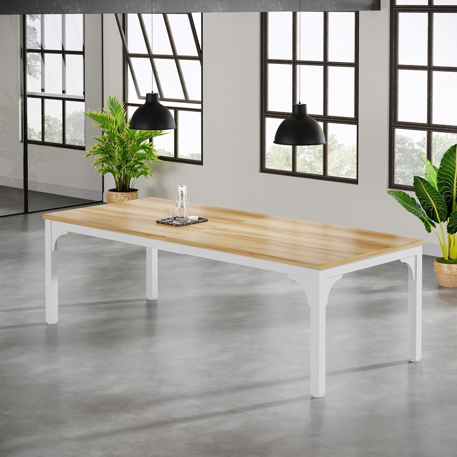 13FT Conference Table, Super Sturdy Large Rectangle Meeting Seminar Table for 16 Person, Long Business Tables, 4 Pcs Brown