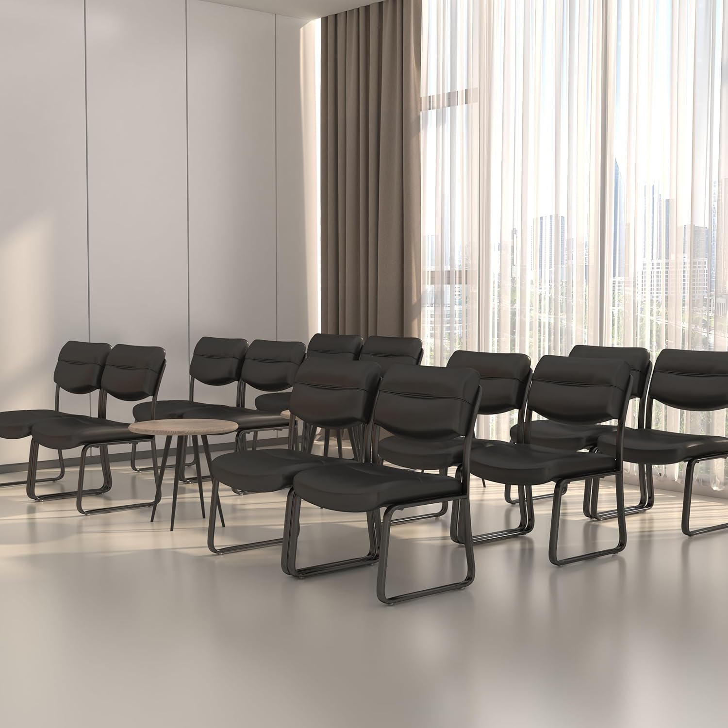 Boss Office Products B9539 Leather Sled Base Side Chair in Black, 250