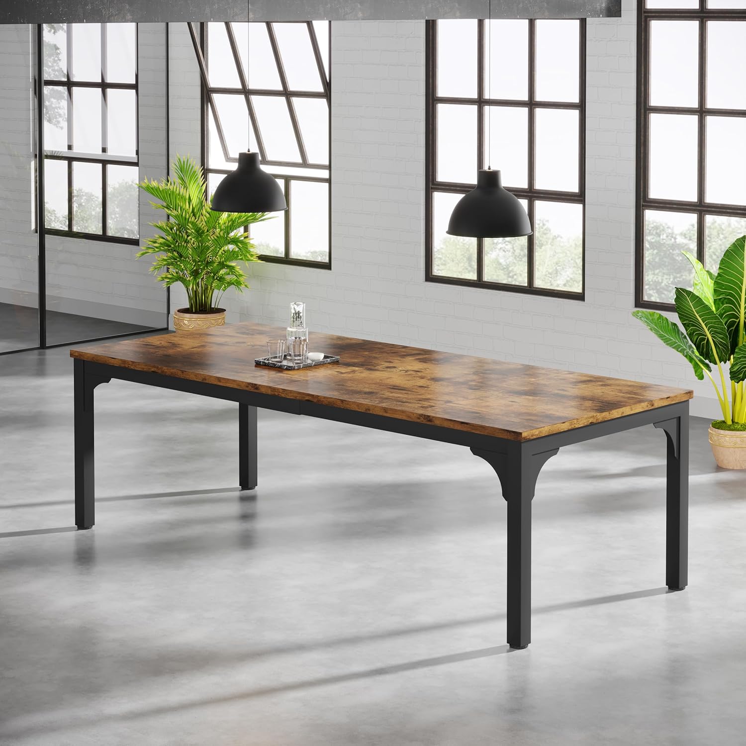 13FT Conference Table, Super Sturdy Large Rectangle Meeting Seminar Table for 16 Person, Long Business Tables, 4 Pcs Brown