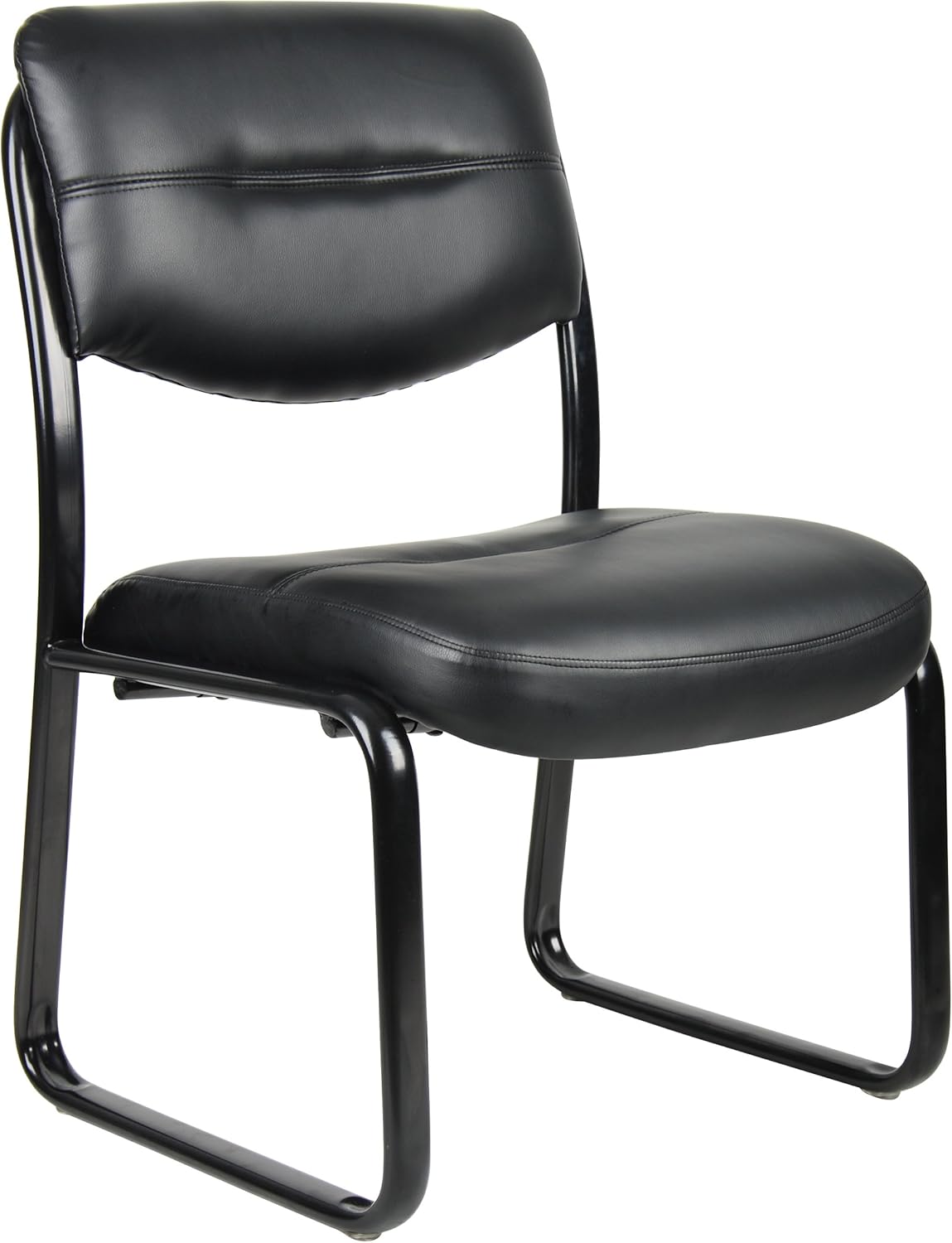 Boss Office Products B9539 Leather Sled Base Side Chair in Black, 250