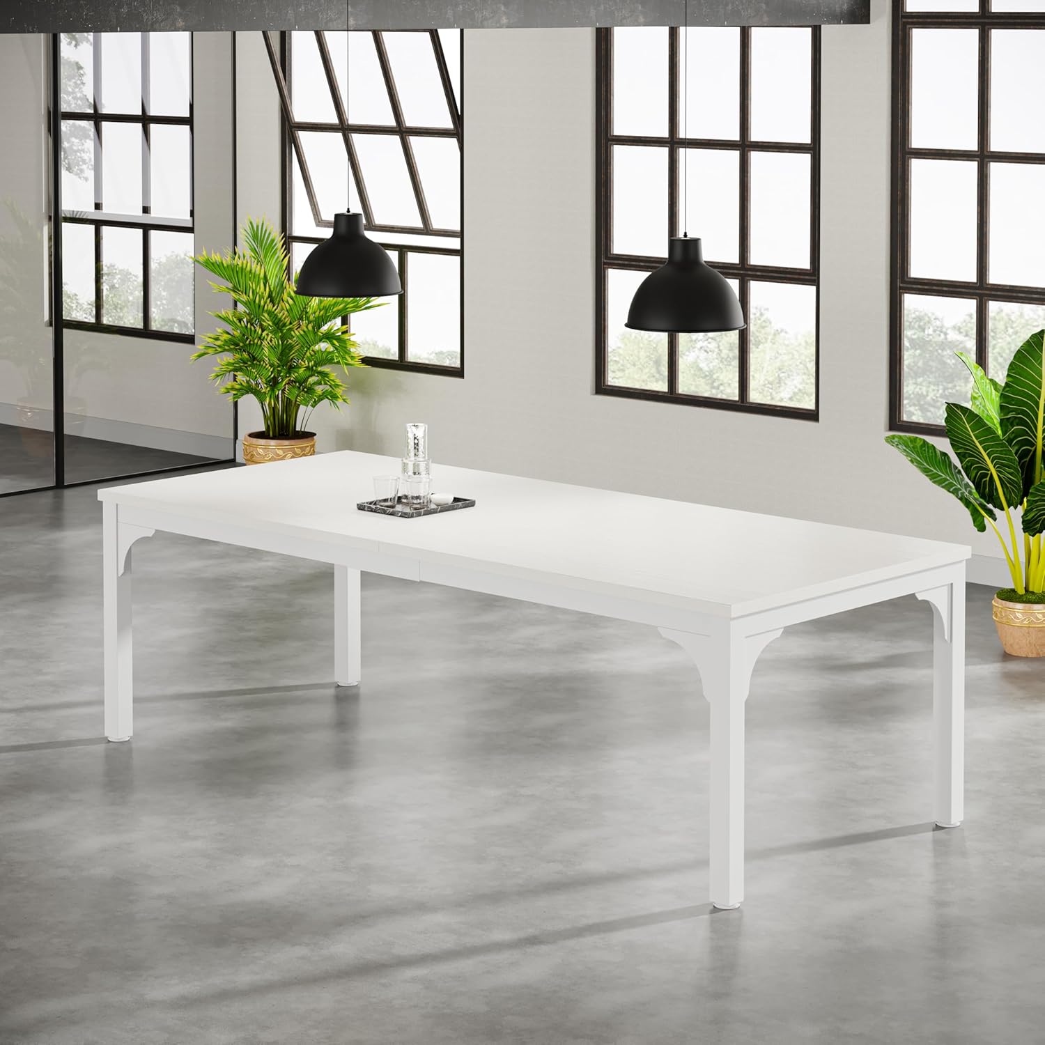 13FT Conference Table, Super Sturdy Large Rectangle Meeting Seminar Table for 16 Person, Long Business Tables, 4 Pcs Brown